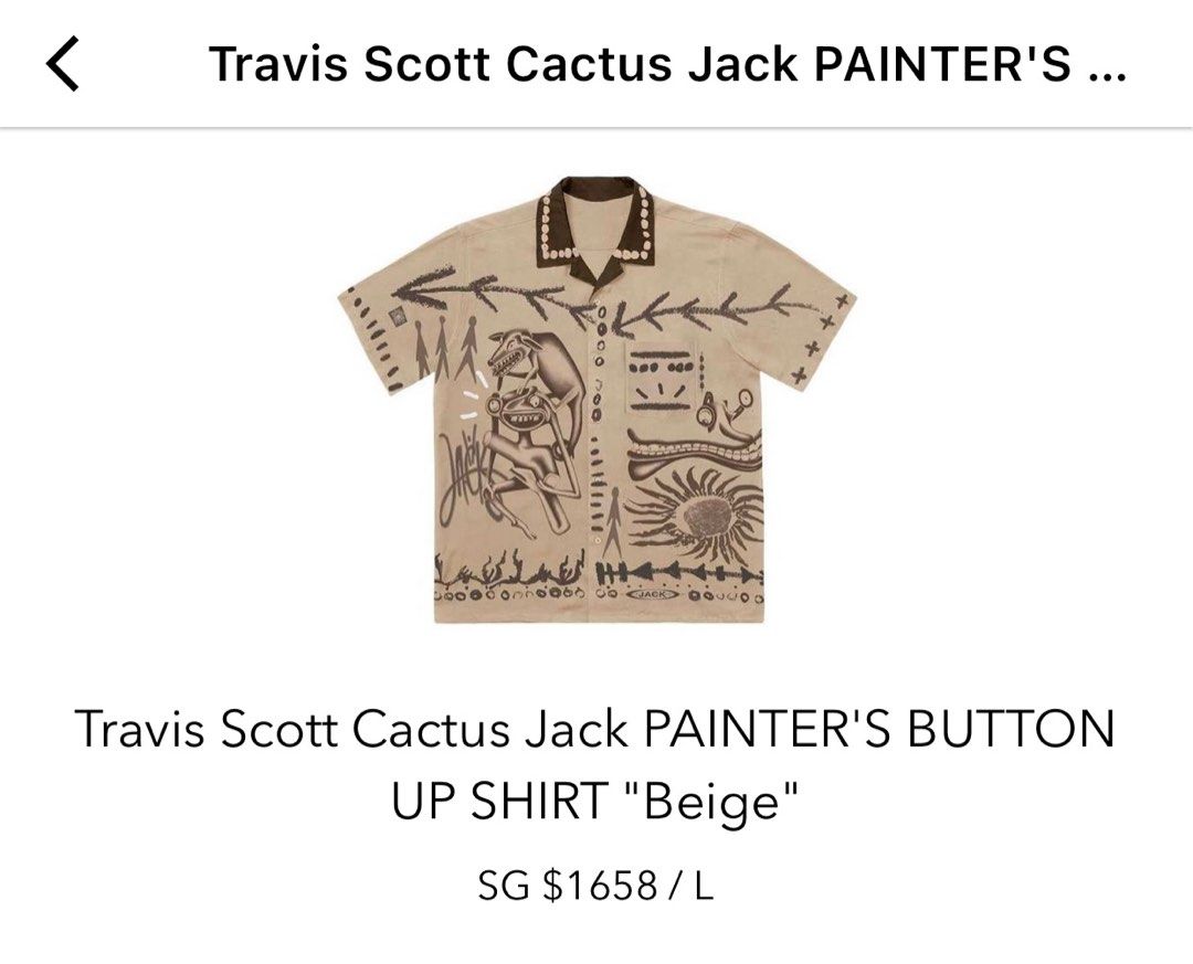 Travis Scott Cactus Jack PAINTER'S BUTTON UP SHIRT, Men's Fashion