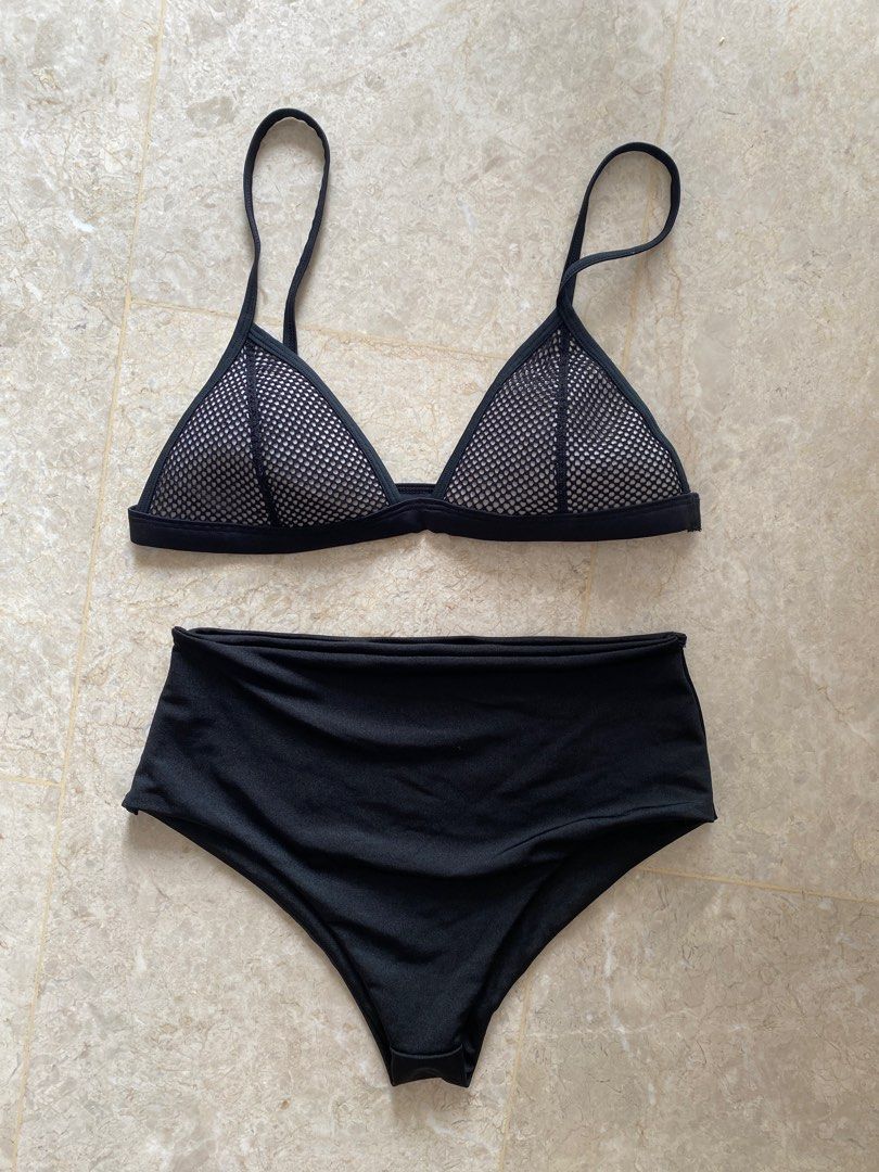 black and white triangle bikini