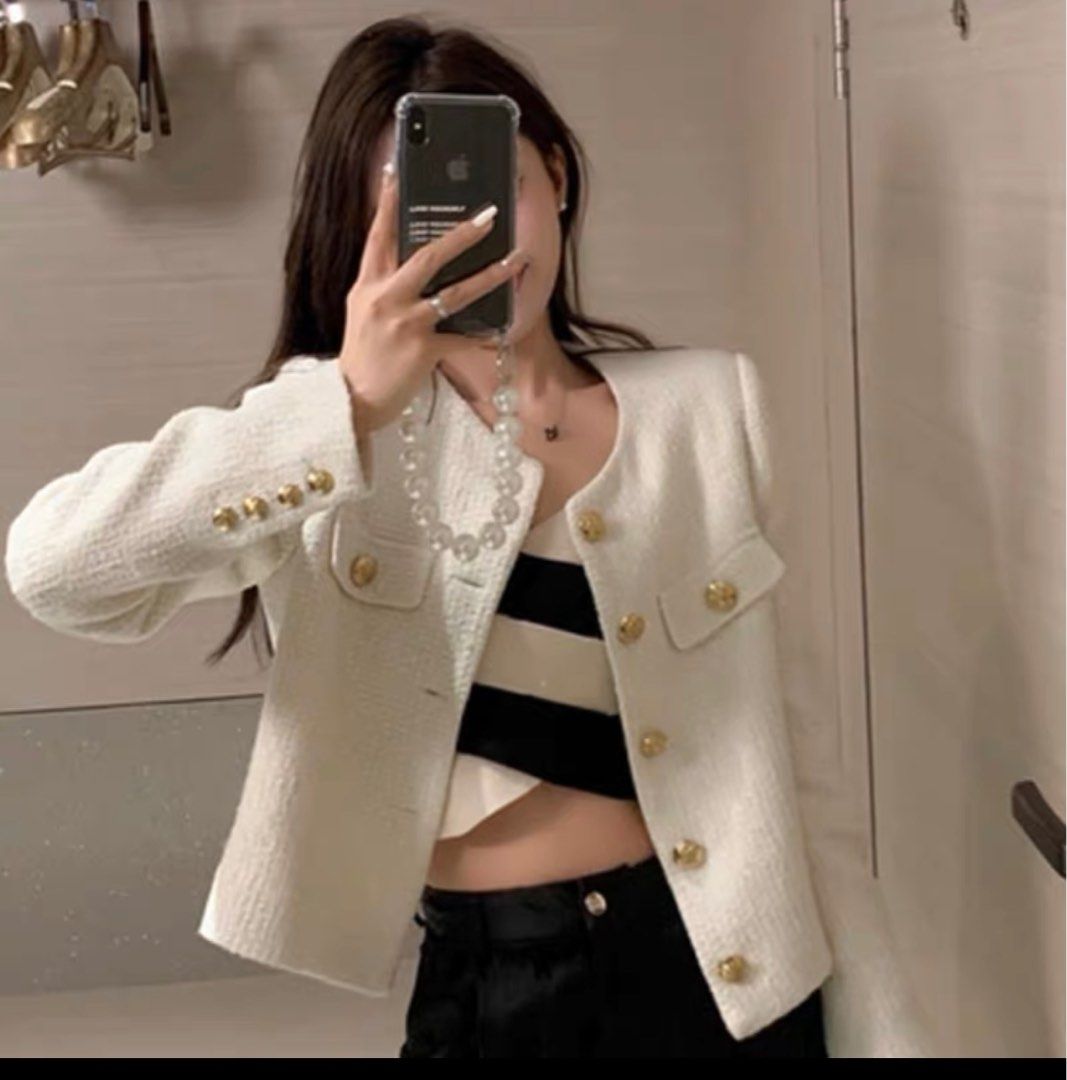 White jacket clearance with gold buttons