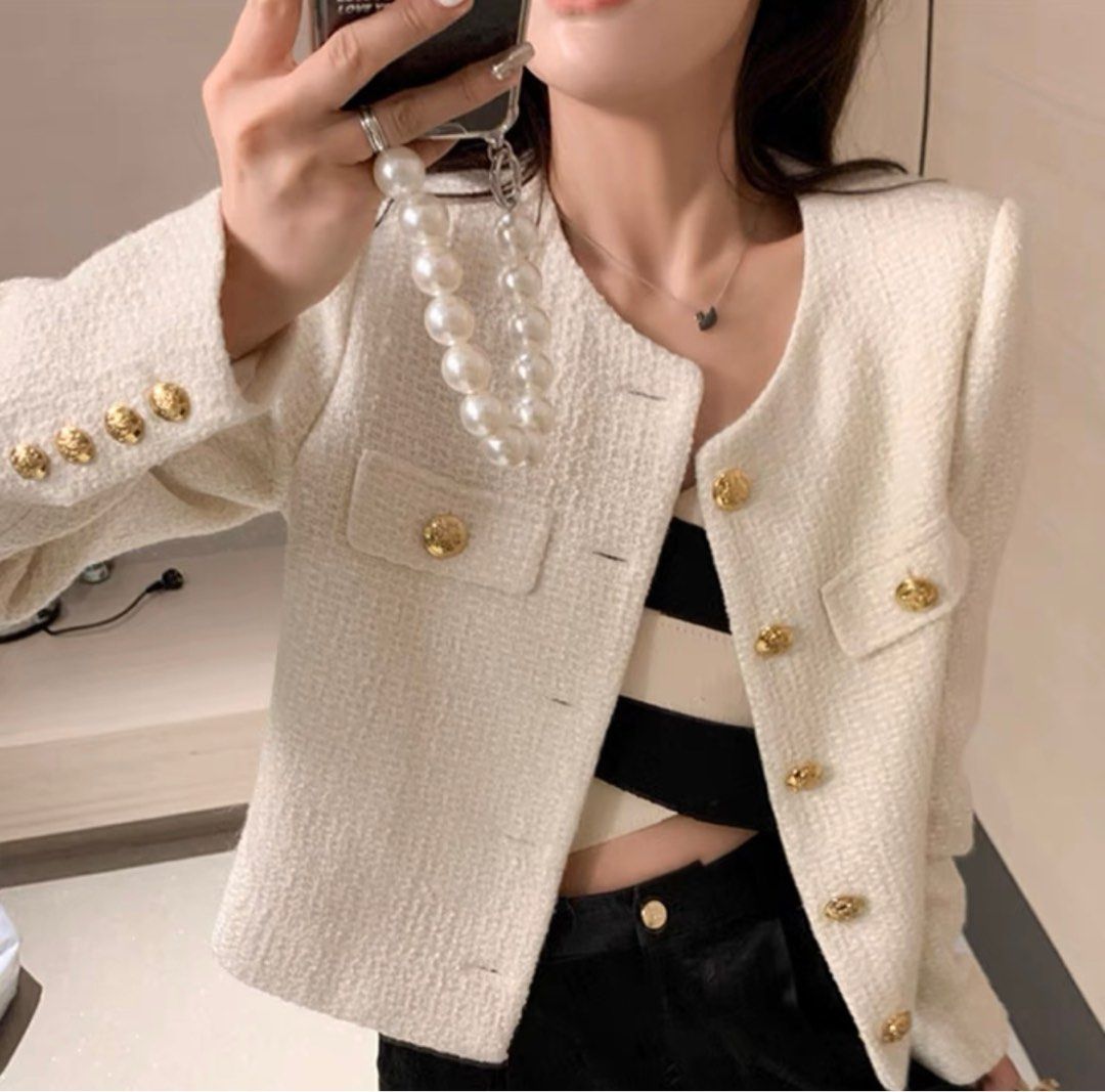 Gold top button jacket