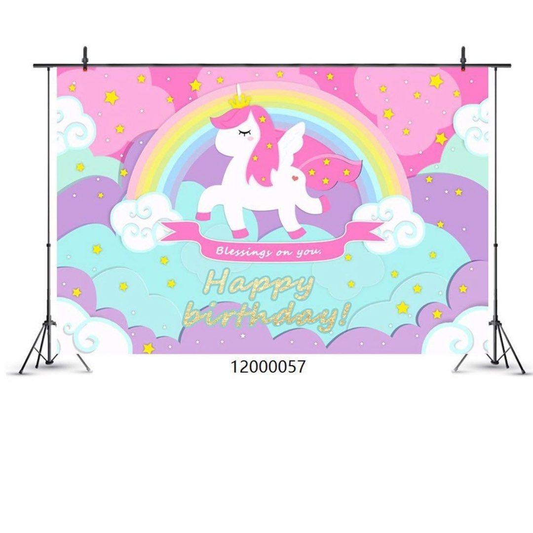 Unicorn theme party supplies birthday banner backdrop/ party deco