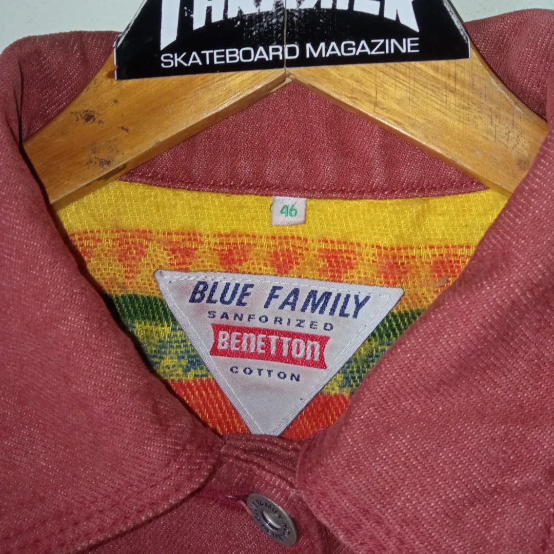Vintage Benetton Blue Family Denim Jacket, Fesyen Pria, Pakaian , Baju ...