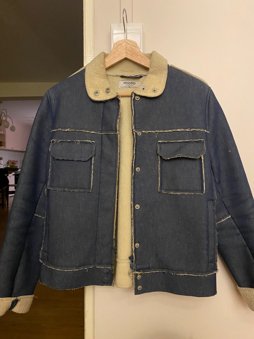 Winter men's moto denim jacket