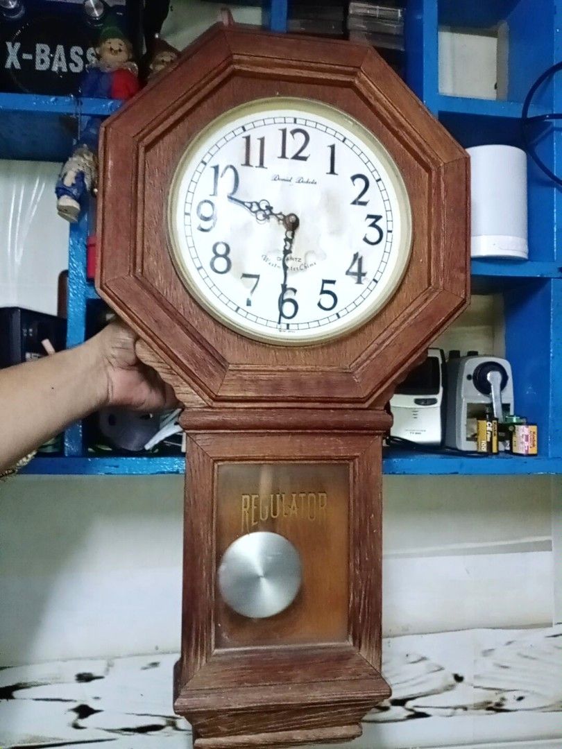 Vintage Wall Clock With Pendulum, Furniture & Home Living, Home Decor