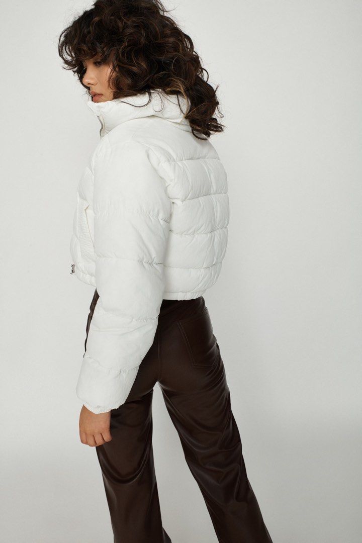 White cropped puffer jacket on sale