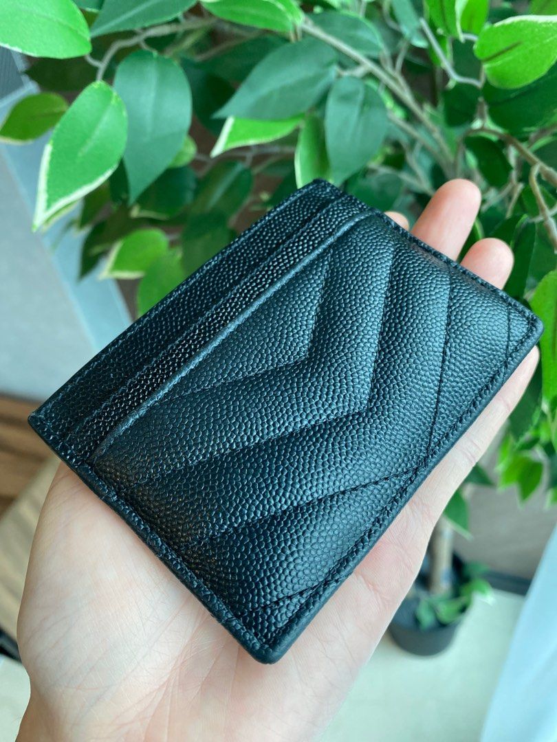 YSL card holder (black and gold), Women's Fashion, Bags & Wallets