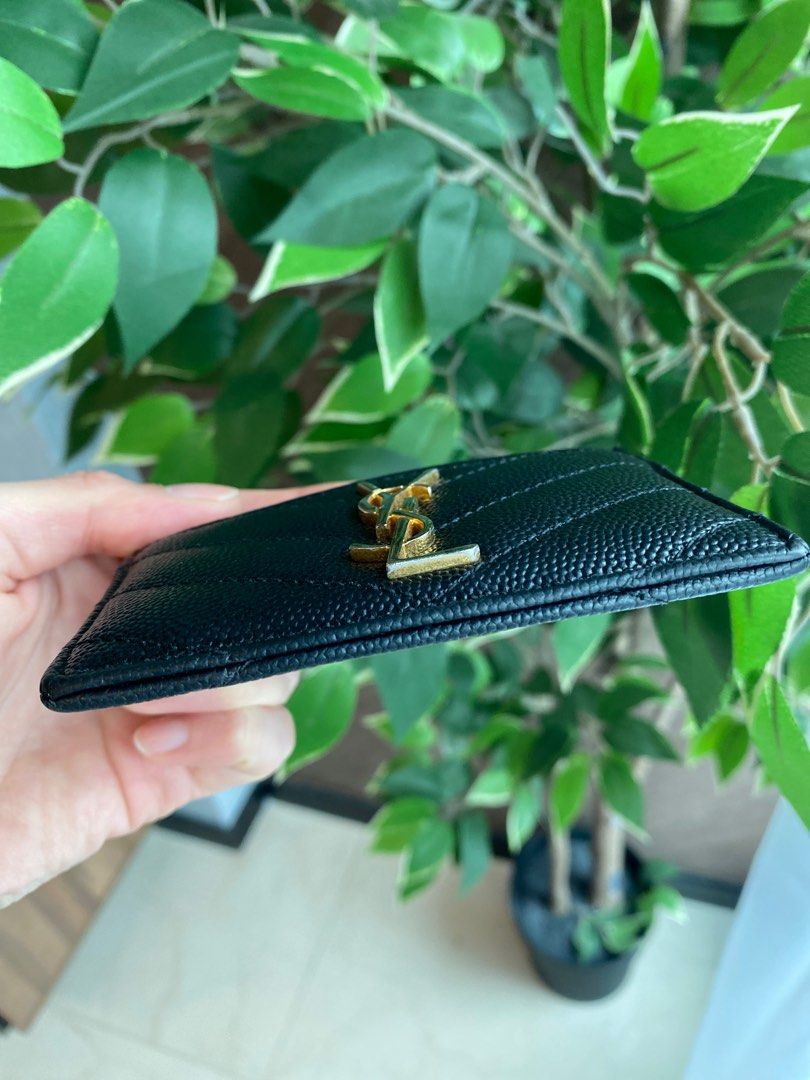 YSL card holder (black and gold), Women's Fashion, Bags & Wallets