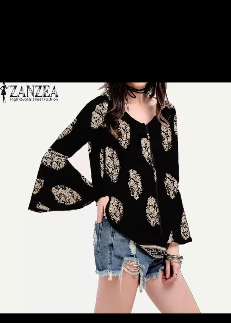 ZANZEA Women Long Sleeve Stripe Shirt Casual Loose Tops Button Up