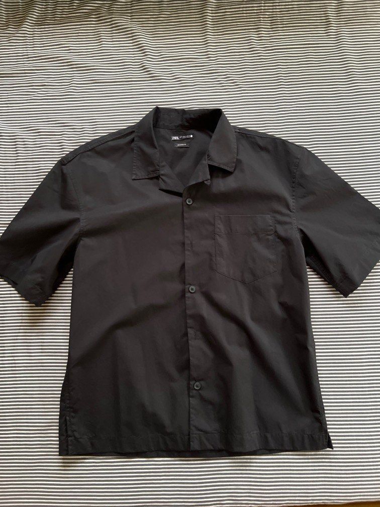 ZARA Boxy Oversized Fit Black Short Sleeve shirt, Men's Fashion, Tops ...