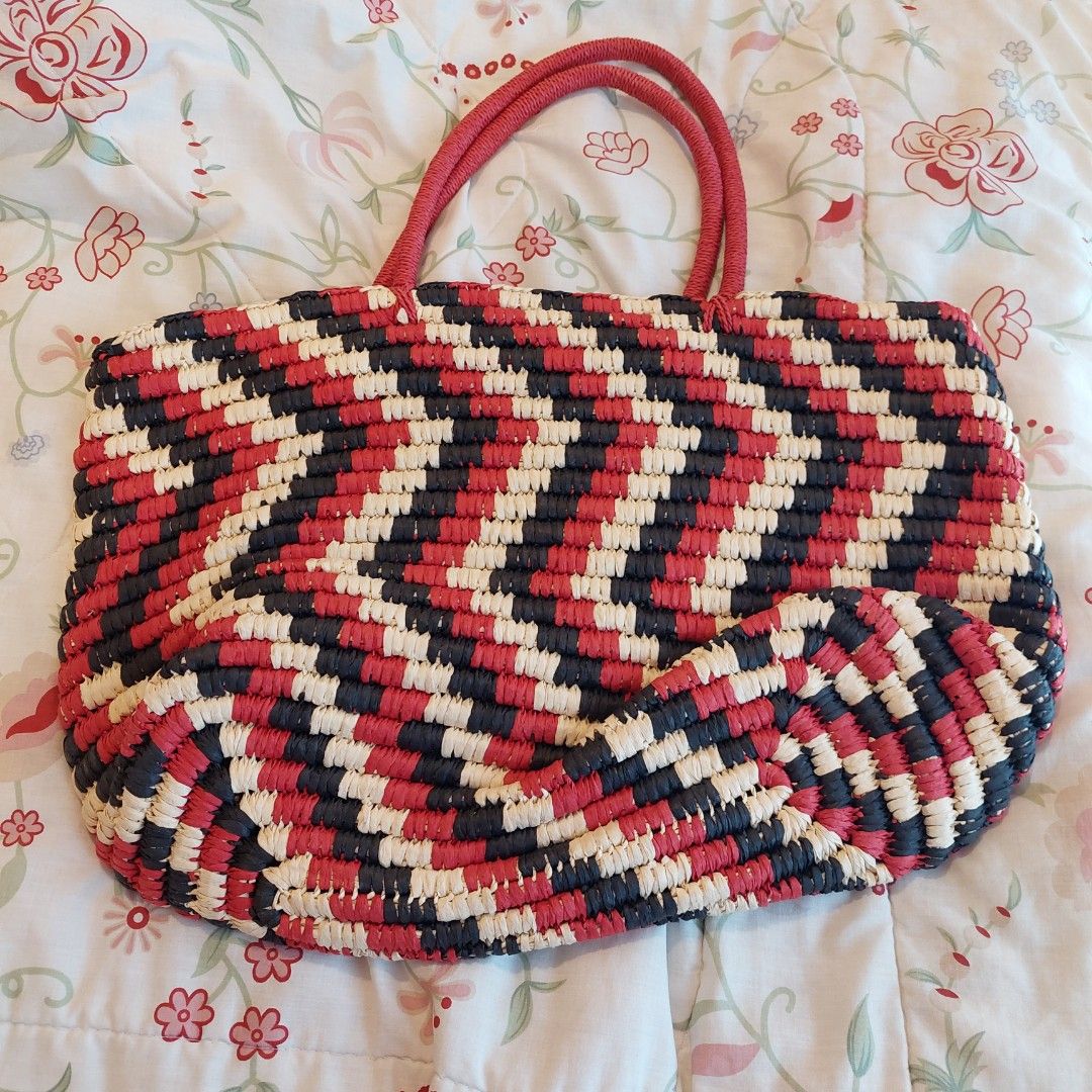 ZARA THREE TONE BRAIDED PAPER TOTE BAG Women s Fashion Bags