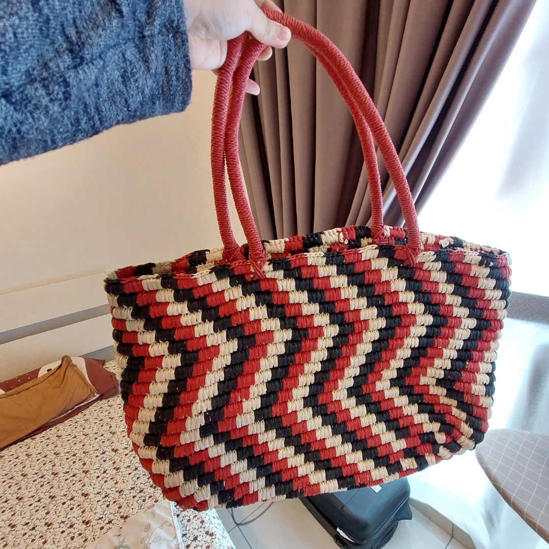 ZARA THREE TONE BRAIDED PAPER TOTE BAG