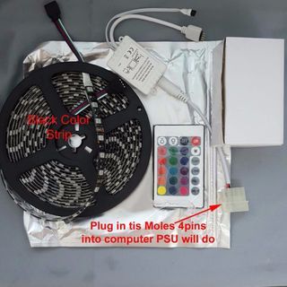 5M Waterproof RGB 5050 Black Color LED Strip with Remote Control & Receiver