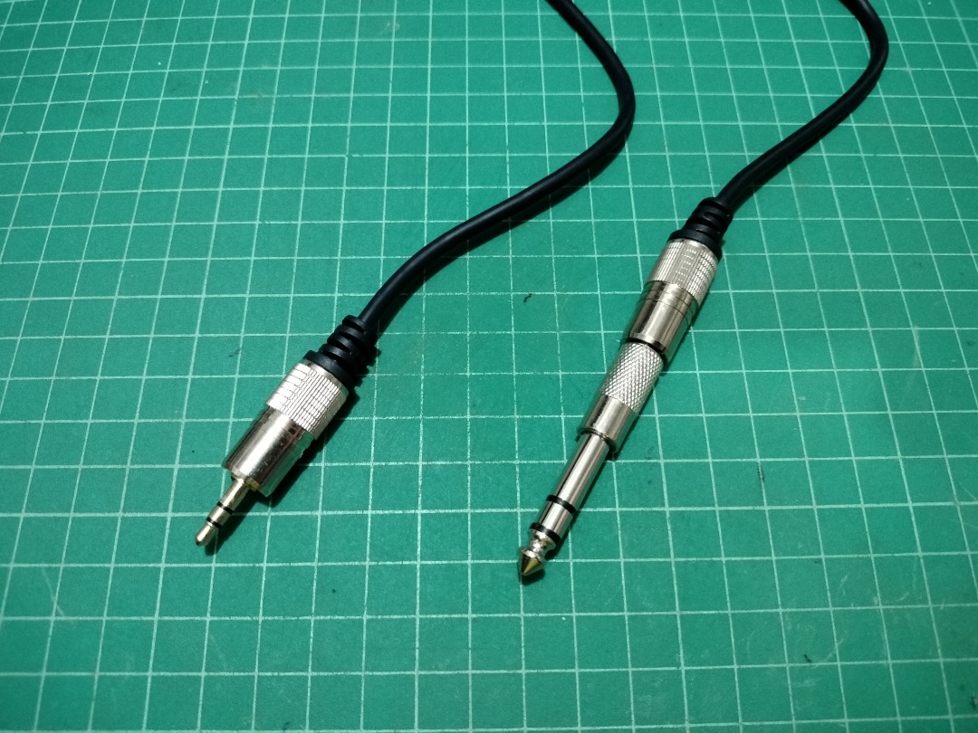 6.35mm TRS Stereo PL PL55 Jack to 3.5mm TRS Stereo Jack Cord Cable