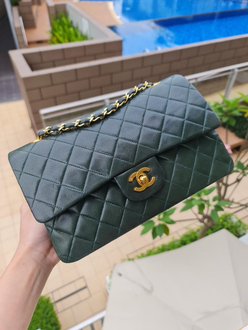 Chanel Classic Flap 25cm Bag Gold Hardware Lambskin Leather Spring/Summer  2018 Collection, Olive Green - SYMode Vip