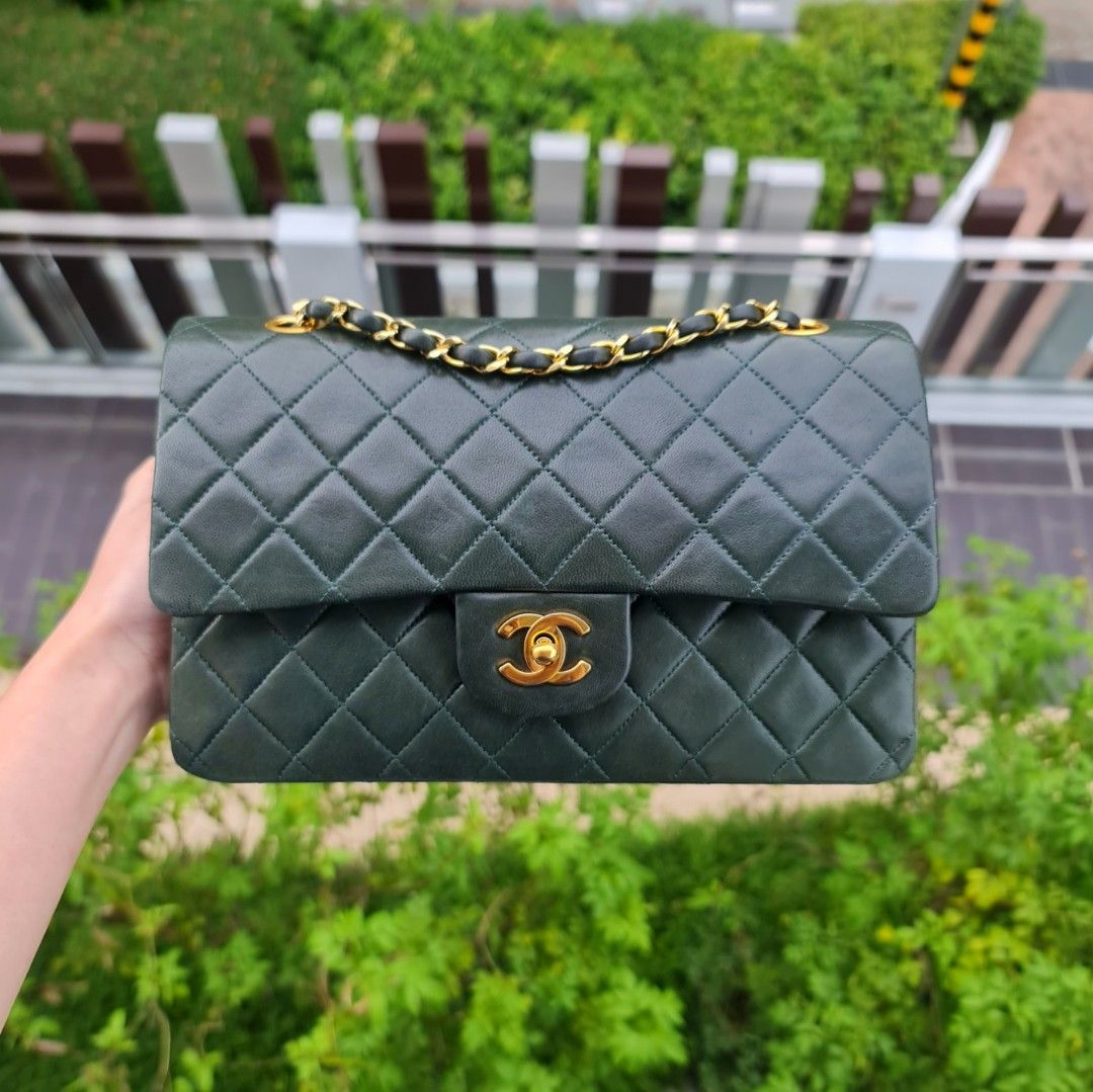 🌲 VINTAGE CHANEL FOREST GREEN DARK LAMBSKIN MEDIUM CF CLASSIC FLAP BAG  25CM 25 CM OLIVE JADE EMERALD 24K GHW GOLD HARDWARE, Luxury, Bags & Wallets  on Carousell