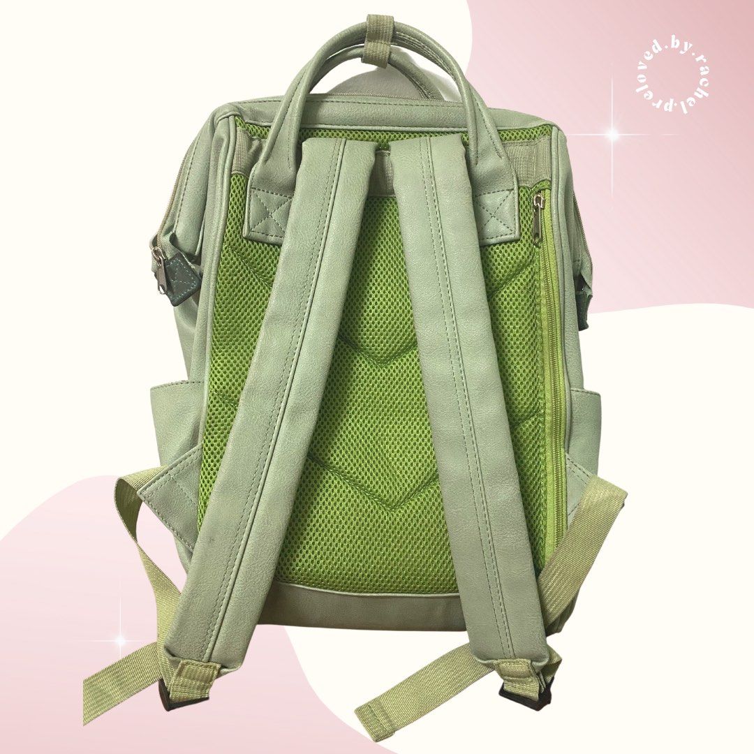 Authentic Anello Mint Green Leather Backpack Large, Women's Fashion