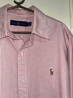 AUTHENTIC RALPH LAUREN LONG SLEEVES POLO PINK STRIPES