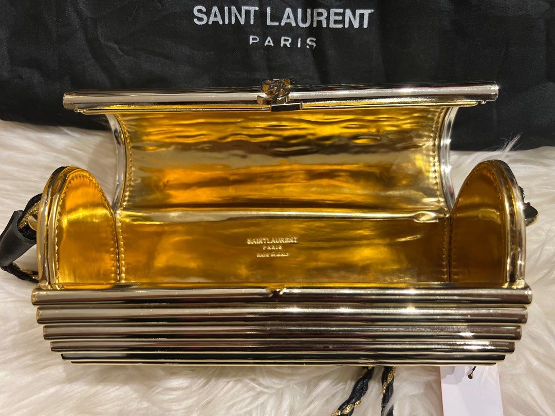 Saint Laurent Opium Plexiglass Tassel Minaudiere Box Bag Silvery