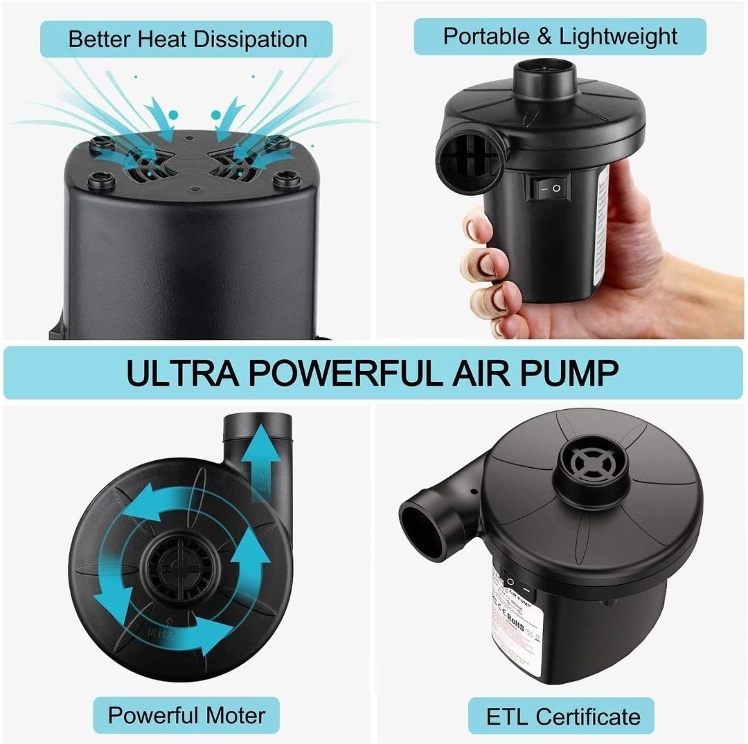 [B1775] KERUITA Electric Air Pump, Air Mattress Portable Pump for