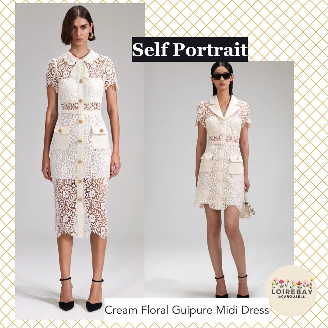 Self portrait floral guipure midi dress online