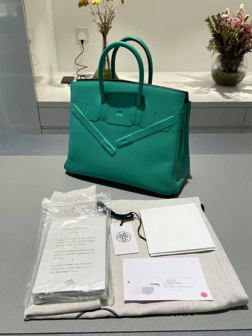 Hermès Birkin 25 Shadow Bag Menthe Swift Leather Green