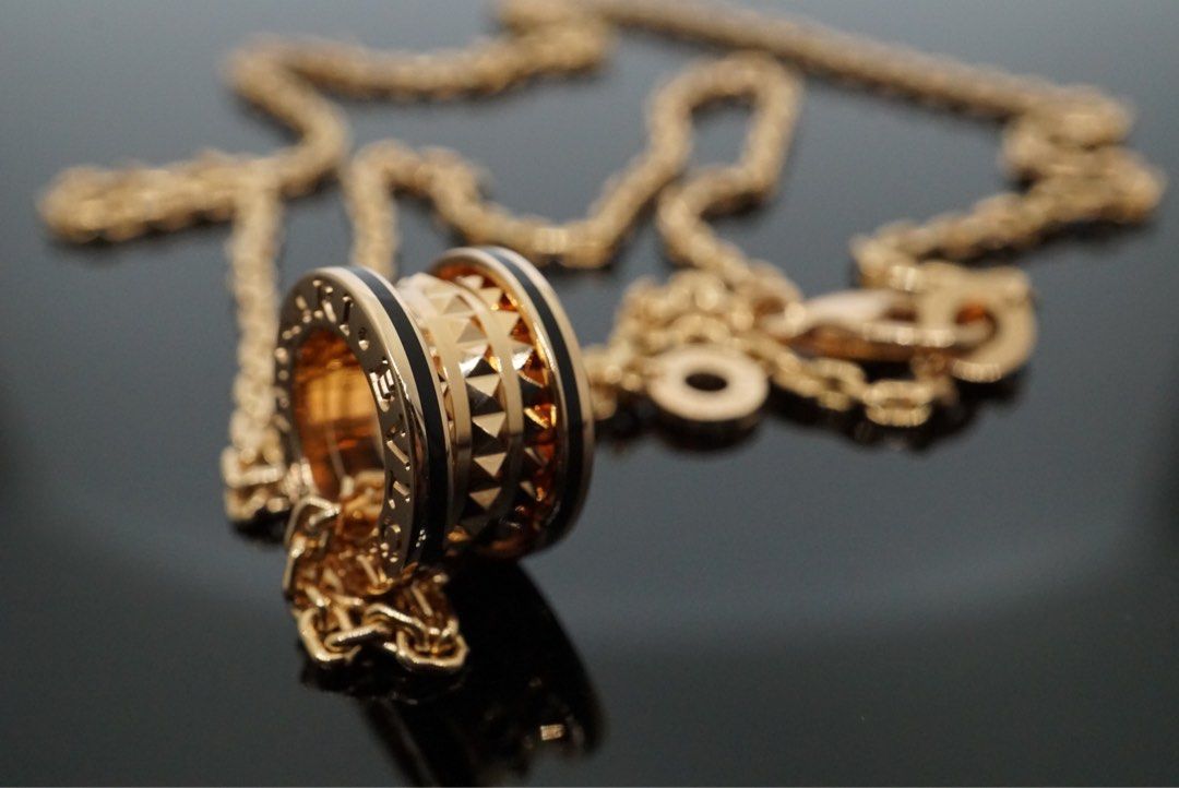 B.zero1 Rock Chain Necklace Rose gold and Black Ceramic