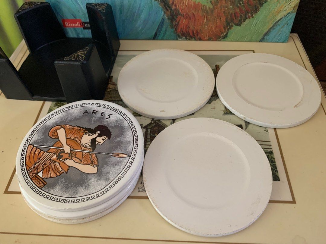 Ceramic Coasters, Ancient Greek Representations set of 6 with case