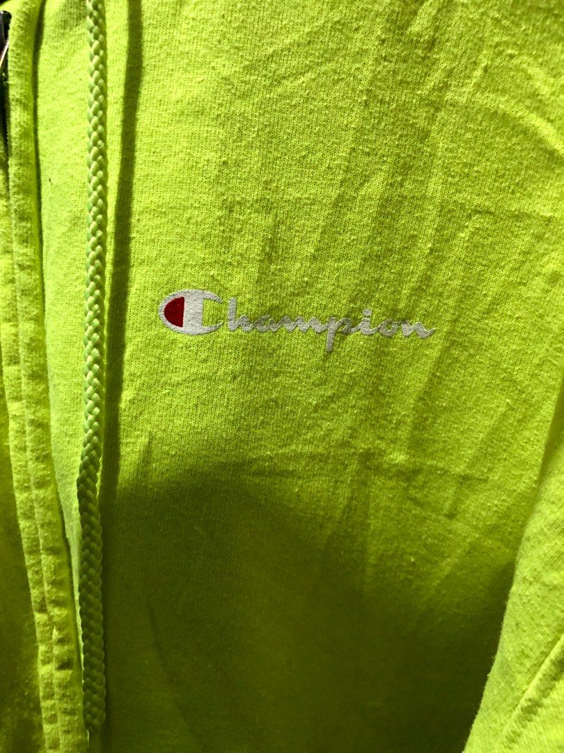 Neon green champion hoodie hotsell
