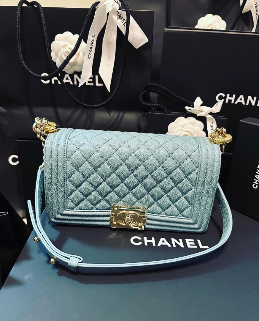 Chanel boy light blue store