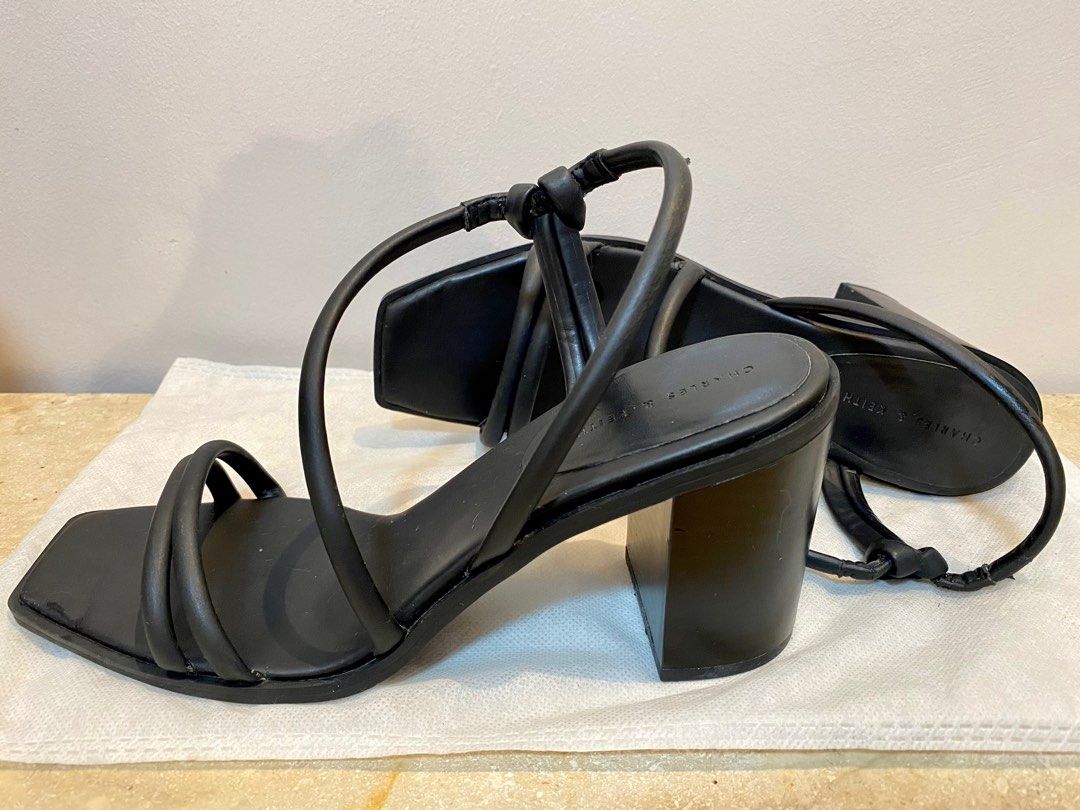 CHARLES KEITH Asymmetrical Strappy Block Heels Women s Fashion