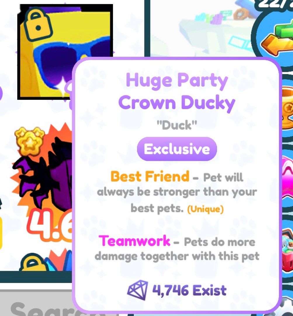 Cheap Pet Simulator X Huge Party Crown Ducky, Video Gaming, Video Games,  Others On Carousell