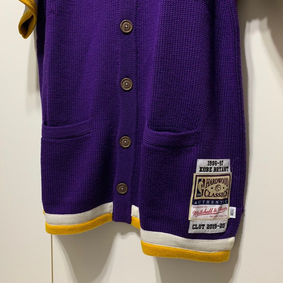 CLOT Mitchell & Ness Lakers Knit Shooting Shirt 聯名湖人針織春夏紫金Kobe 街頭潮流M&N 品牌,  他的時尚, 外套及戶外衣服在旋轉拍賣