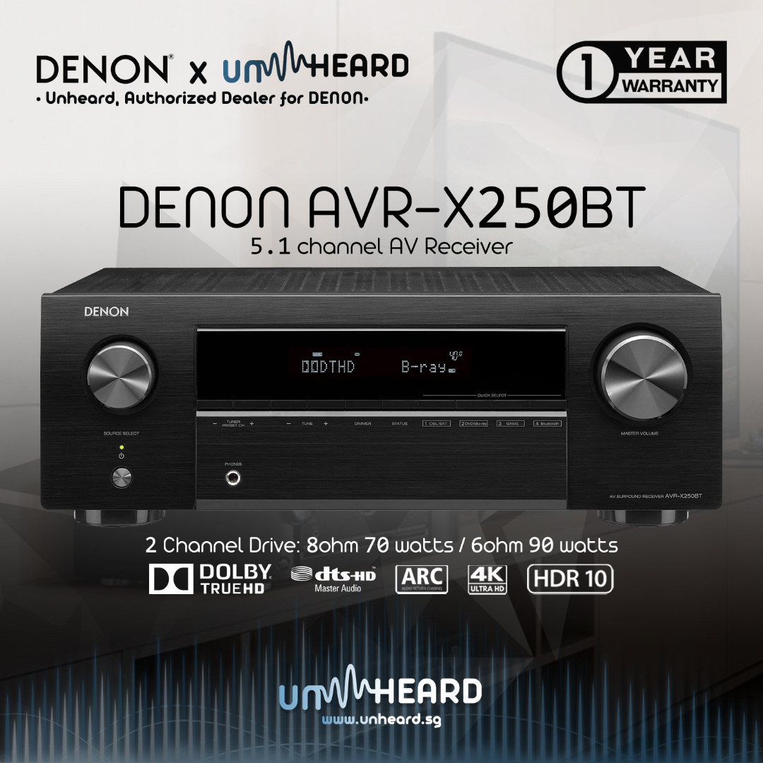 Denon AVR-X250BT AV Receiver 5.1 Amplifier Denon X250 Denon X250BT Home ...