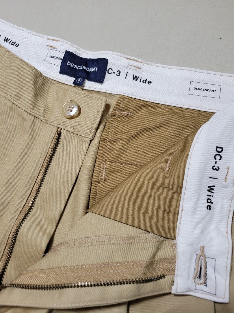 DESCENDANT DCDT DC-3 TWILL TROUSERS BEIGE SIZE 04, 男裝, 褲＆半截