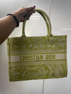 DIOR Green Reverse Embroidery Book Tote Bag