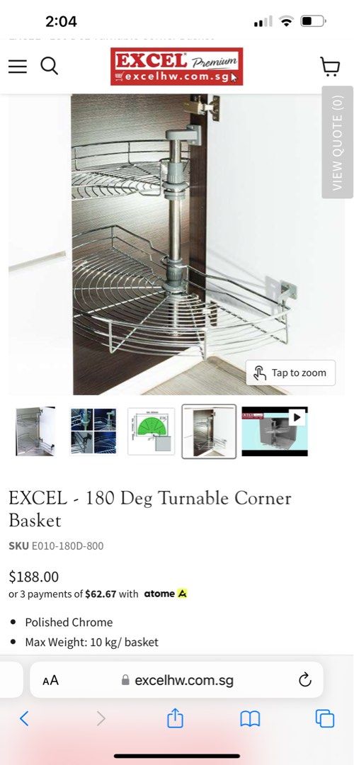 Excel Kitchen rotating shelf, Furniture & Home Living, Bathroom