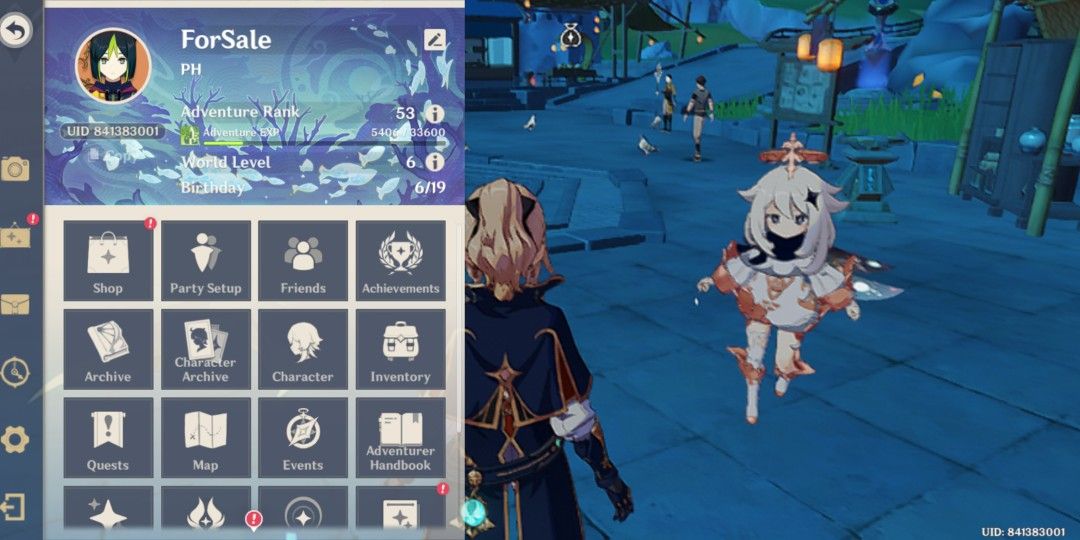 Genshin Impact Account (Category: Game Gift Cards & Accounts) located in Quezon City. Submitted by gidsfinds (Listing ID 1213779937, Image 1). Description: For Sale: AR53 5 stars: Raiden Shogun Venti Kokomi Tighnari Keqing Qiqi Diluc Jean 5* Claymore Wolf's Gravestone.