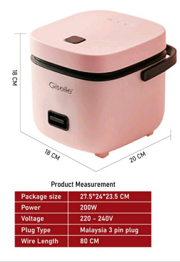 GISELLE MINI RICE COOKER (white), TV & Home Appliances, Kitchen