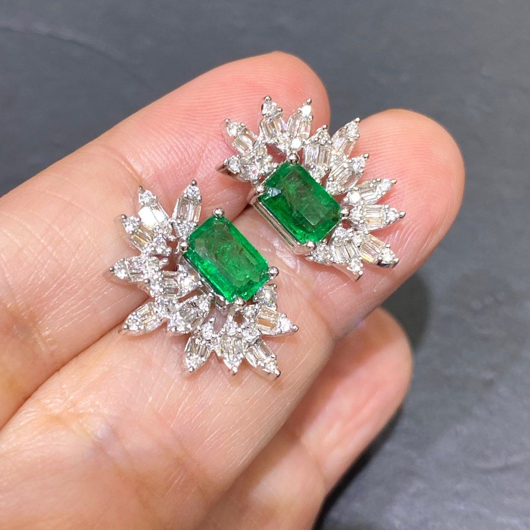 Pooja Hegde in Carved Emerald Earrings  Jewellery Designs