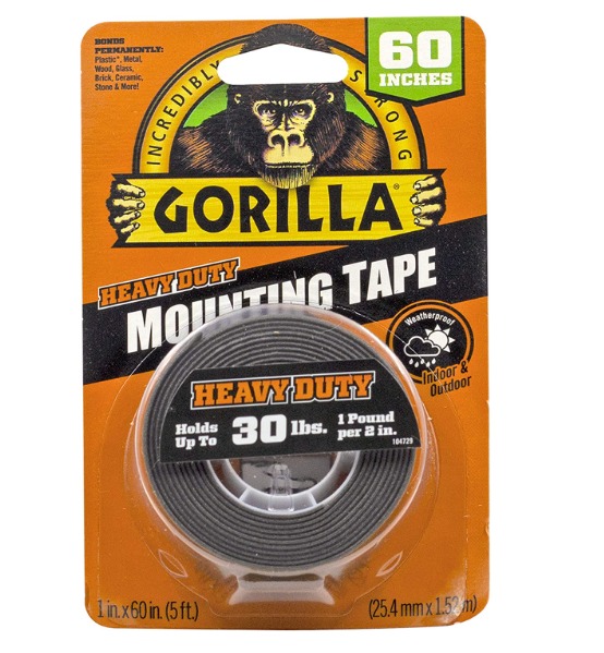 Gorilla Heavy Duty Double Sided Mounting Tape, 1 Inch x 60 Inches