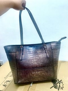 Guess Delaney Classic small brown tote bag (Snake Skin)
