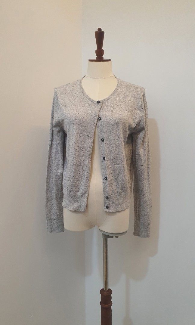 Grey fine knit cardigan new arrivals