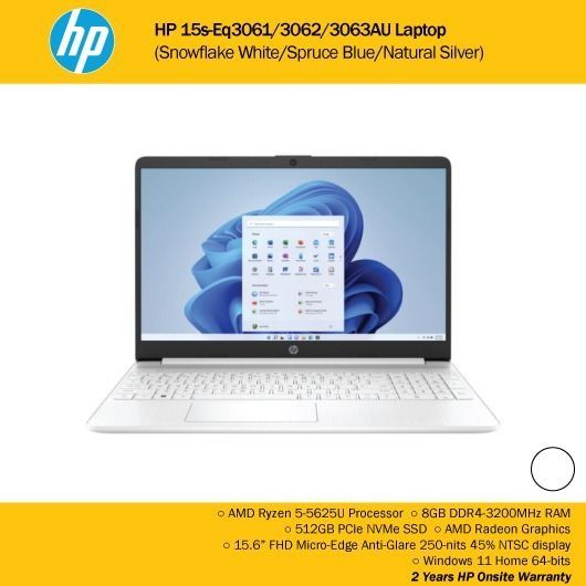 Hp 15s Eq3061au Eq3062au Eq3063au Laptop Amd Ryzen 5 5625u 8gb Ram 512gb Ssd 156 Fhd 8227