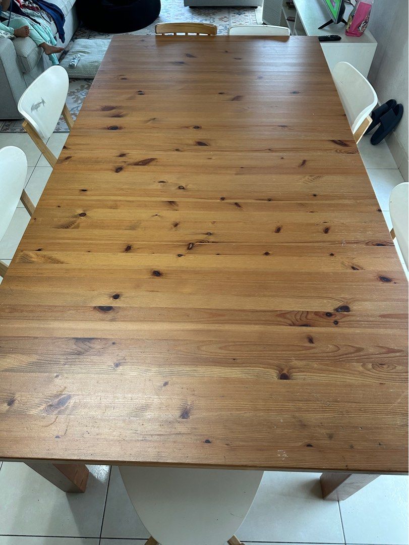 IKEA Bjursta Extendable dining table, Furniture & Home Living