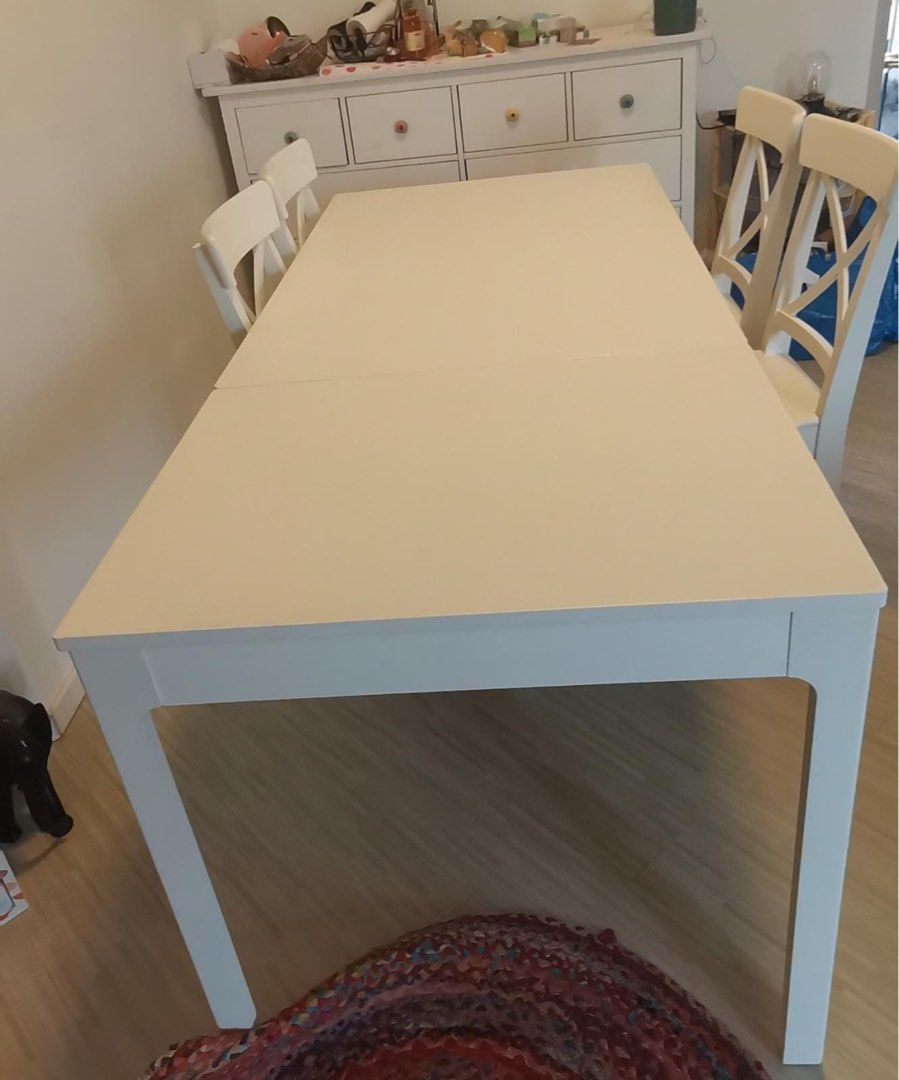 IKEA Extendable Dining Table + 4 chairs Set, Furniture & Home Living