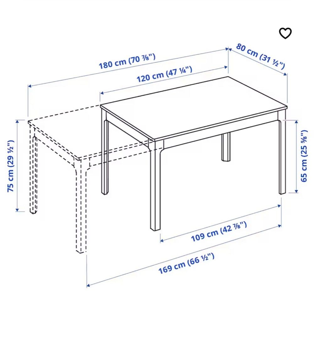 IKEA Extendable Dining Table + 4 chairs Set, Furniture & Home Living