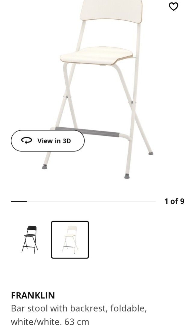 Ikea Franklin bar stool, Furniture & Home Living, Furniture, Chairs on