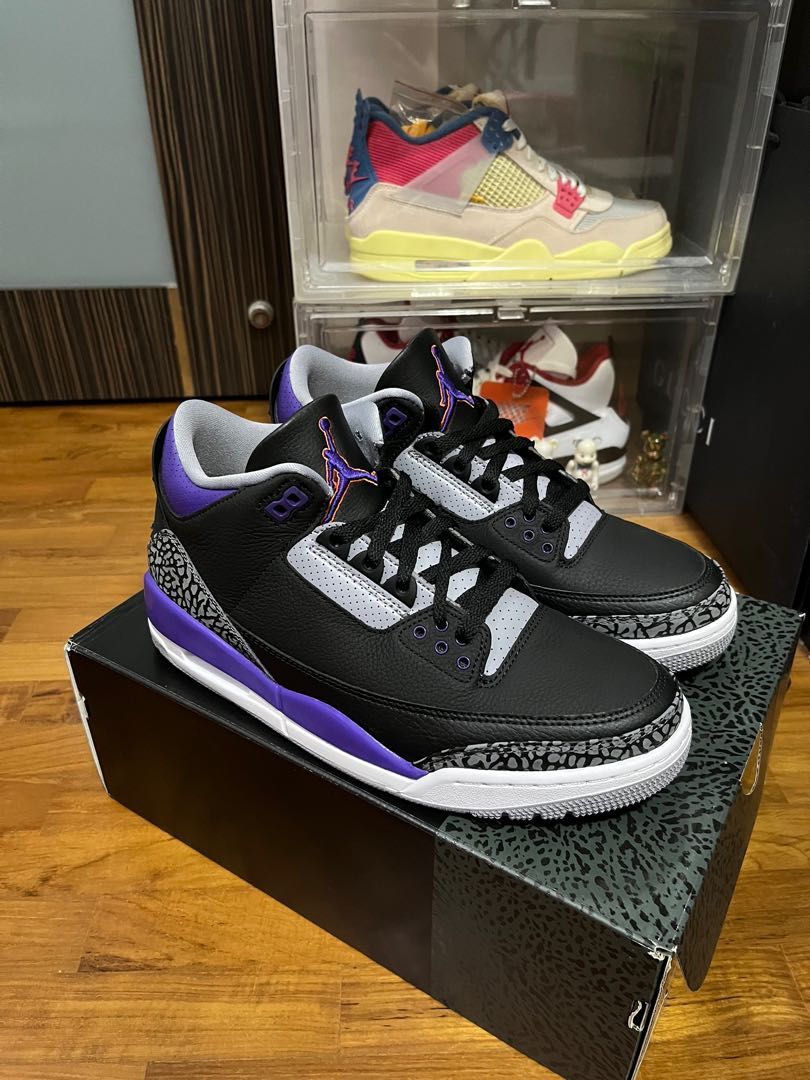 Jordan 3 court purple Men s Fashion Footwear Sneakers on Carousell