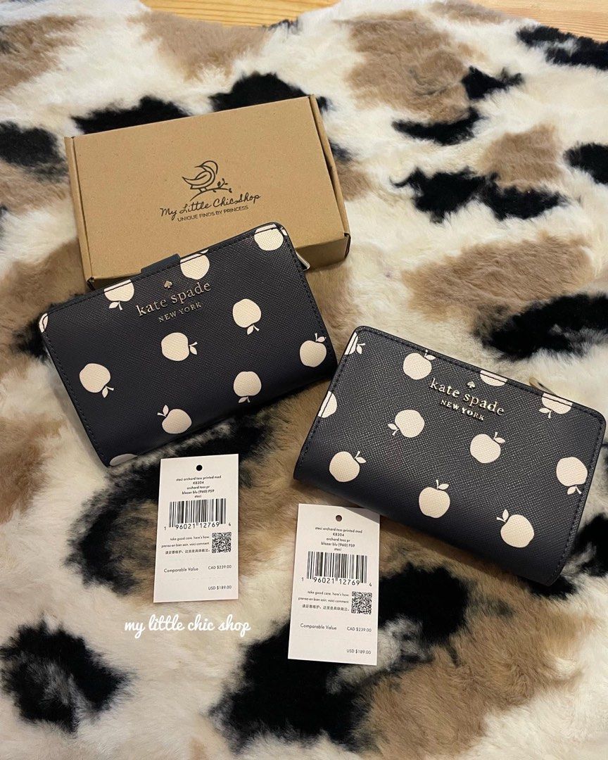 kate spade staci medium white apple compartment apple bifold wallet in  blazer blue, Women's Fashion, Bags & Wallets, Wallets & Card holders on  Carousell