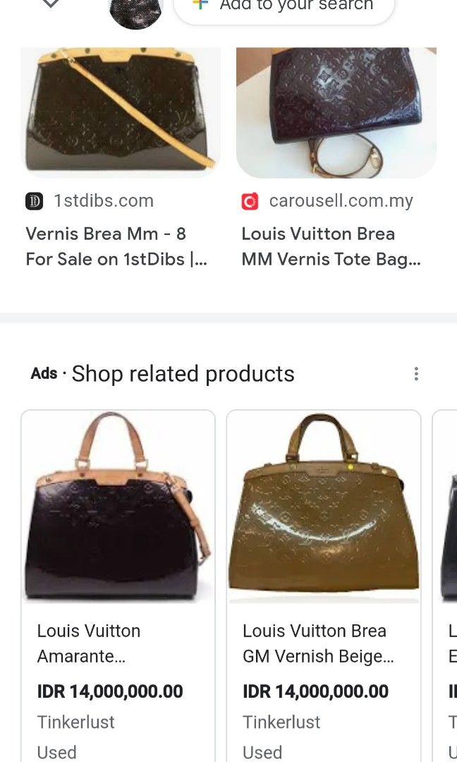 Louis Vuitton Perle Monogram Vernis Brea MM Bag at 1stDibs